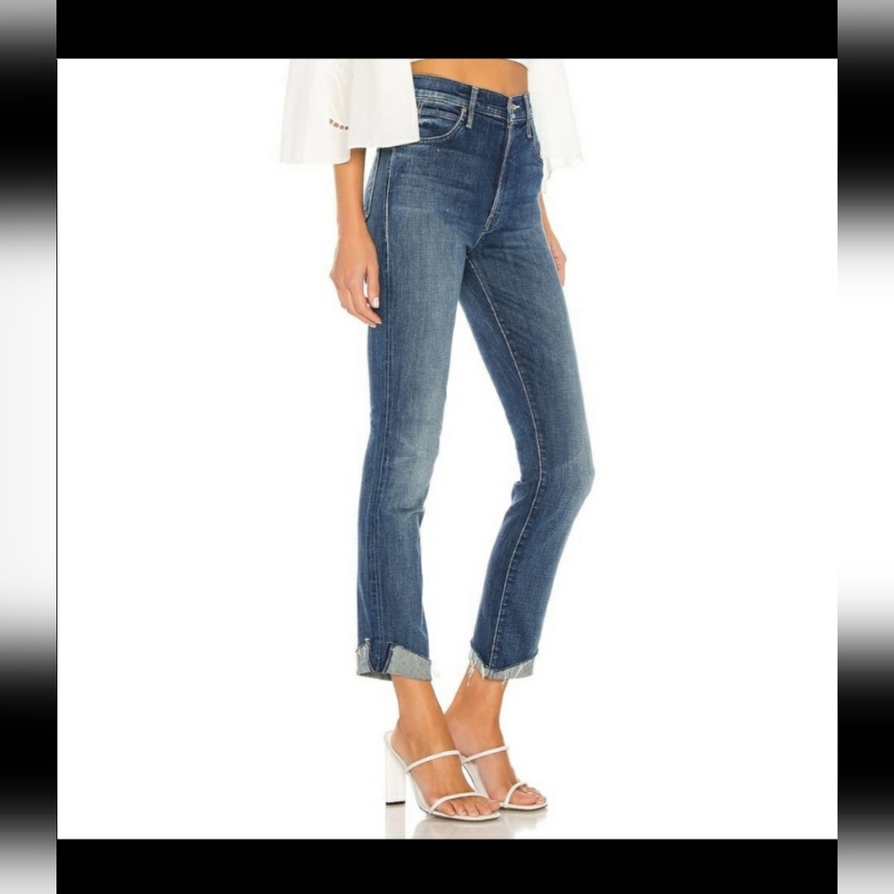 Mother High Waisted Rascal Ankle Slit Flip Double Expresso Jeans